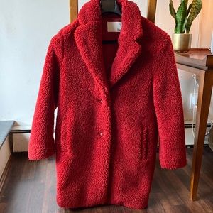 Wilfred Aritzia Red Coat Jacket Teddy Cocoon Coat festival size small